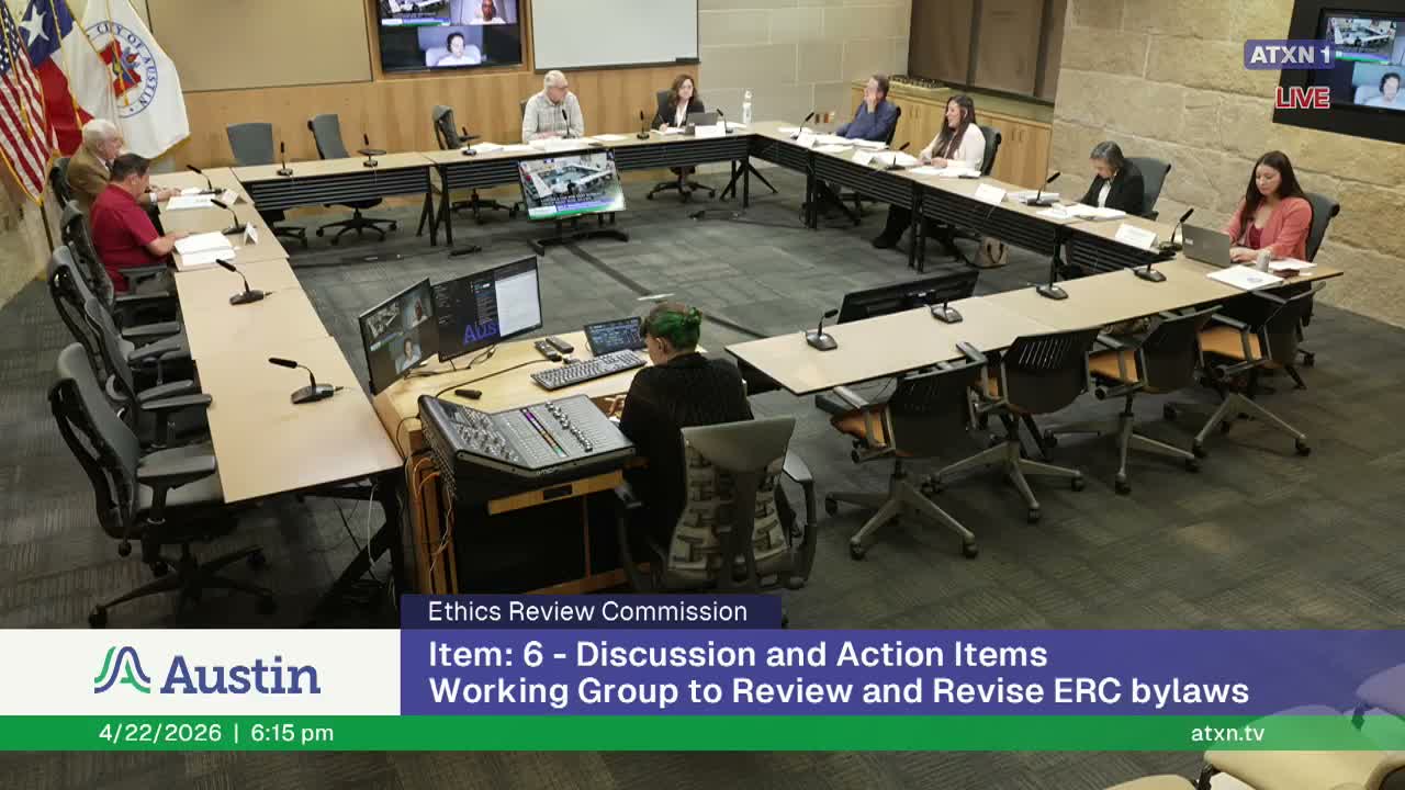 Austin Ethics Review Commission dissolves bylaws working group, expands complaints working group