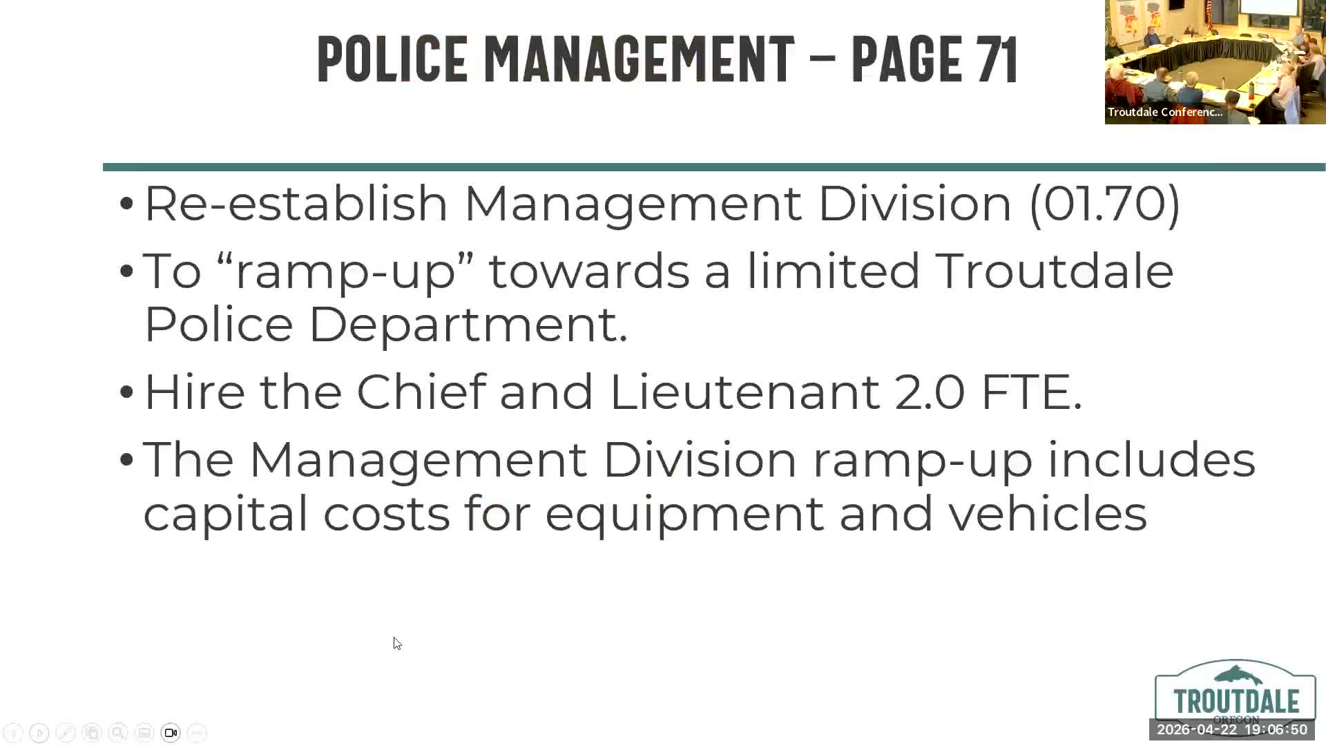 Troutdale budget committee weighs $32 public‑safety fee as city considers limited police startup