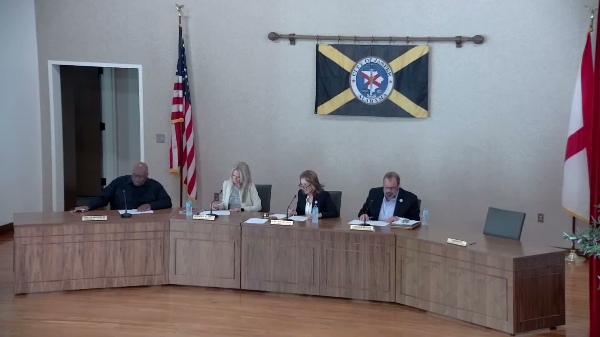 Jasper council unanimously adopts two budget amendments to fund road repairs, property purchase and shelter improvements
