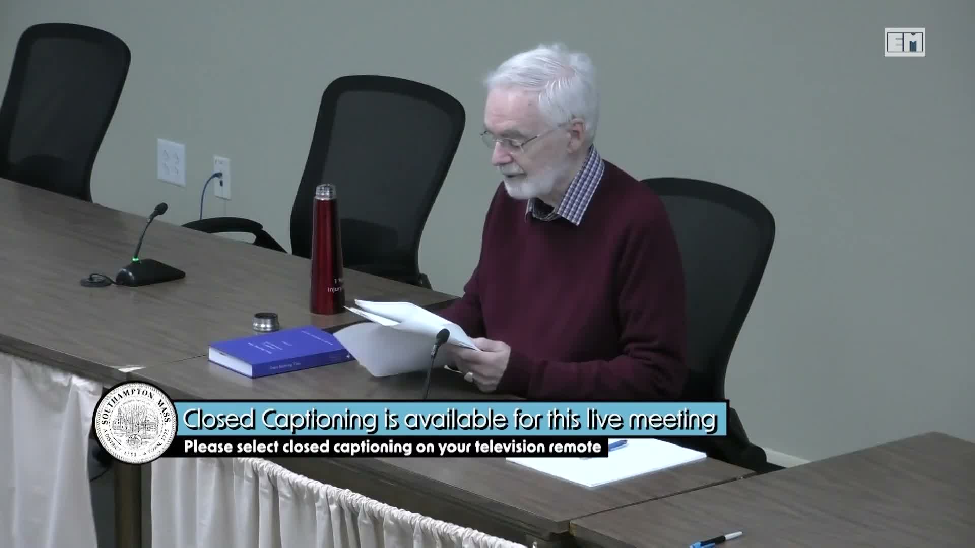Moderator reads unpaid bills, targeted transfers and FY27 revolving fund limits ahead of town meeting