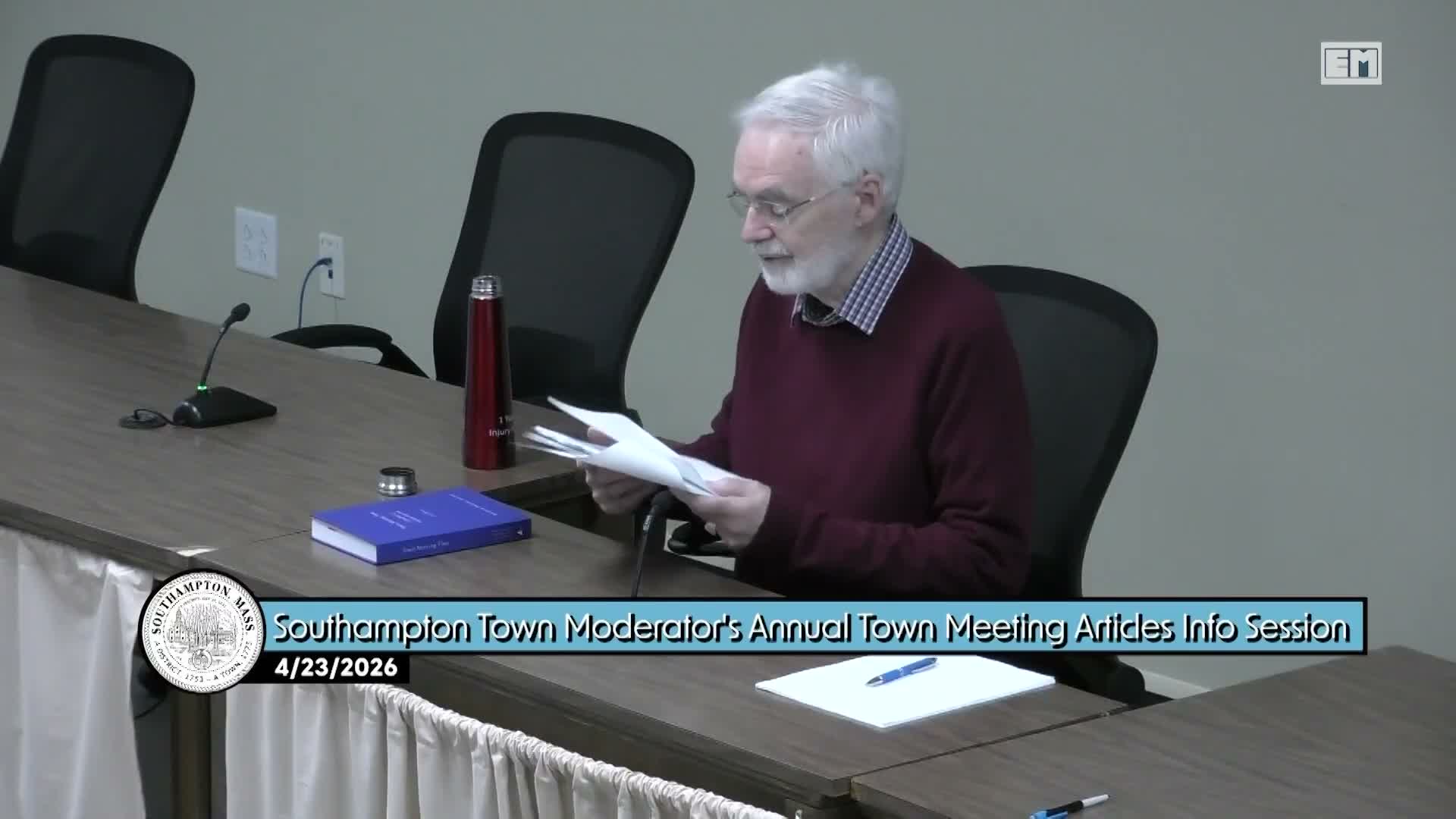 Moderator reads CPA appropriations including $400,000 for Affordable Housing Trust and $547,800 for Bridal Brook acquisition