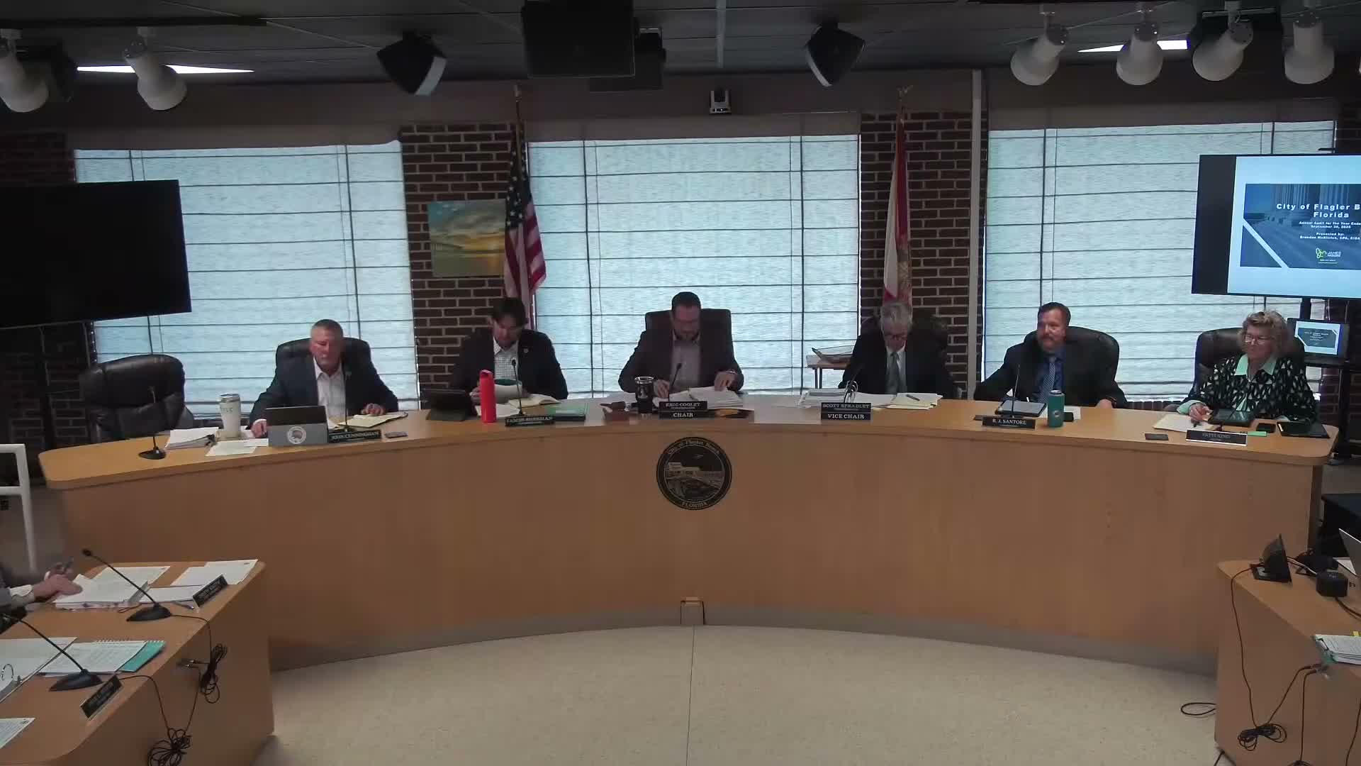 Flagler Beach accepts FY25 audit; commission approves budget adjustments and temporary building‑permit fee cuts