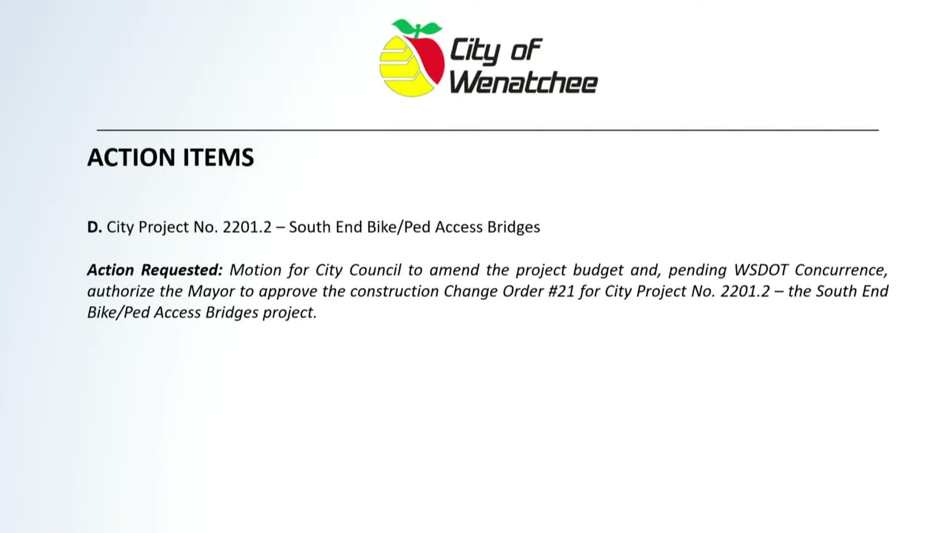 Wenatchee council approves multiple contracts, bridge lighting change order and a $2.66M project budget increase