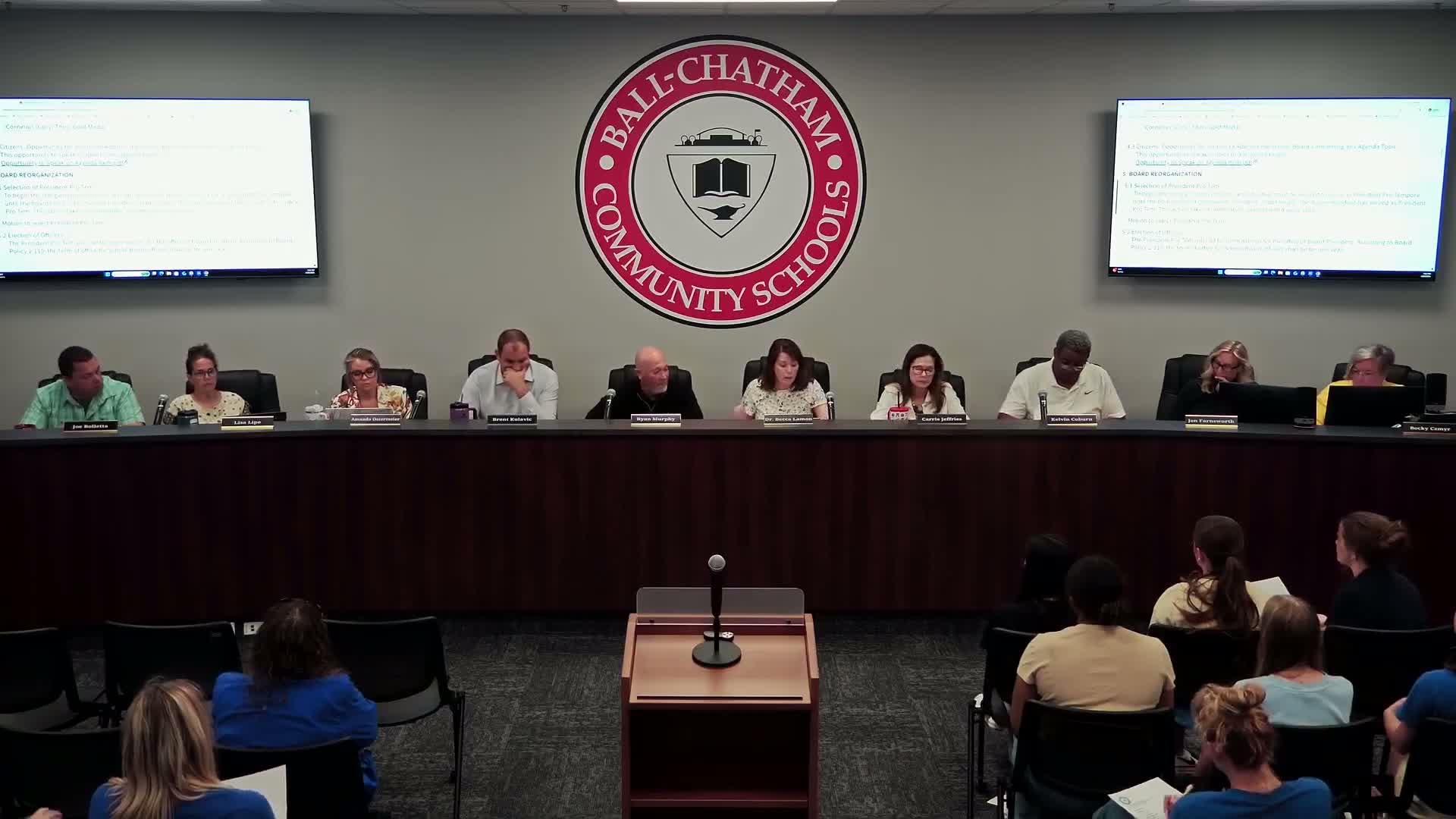 Ball Chatham board elects officers, approves bids, contracts and technology projects
