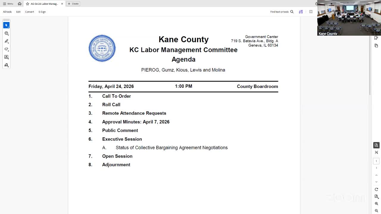 Labor Management Committee moves into closed session on collective bargaining negotiations