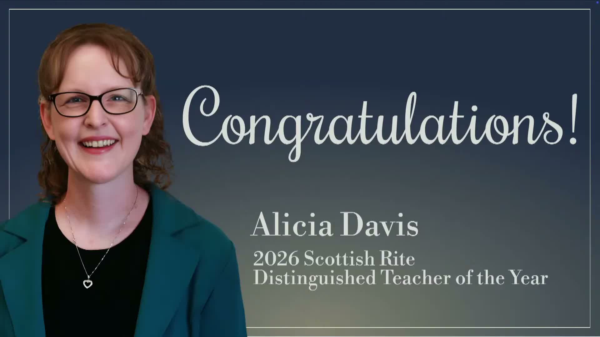 Lincoln Public Schools honors Alicia Davis as 2026 Scottish Rite Distinguished Teacher