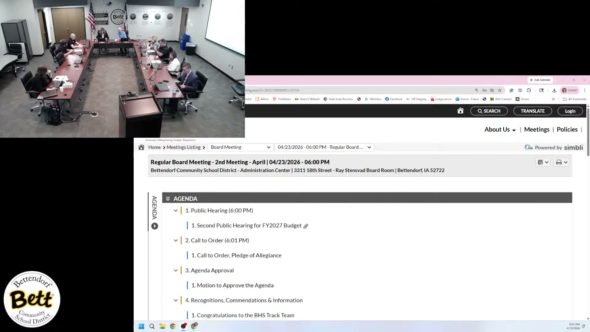Bettendorf board adopts FY2027 budget after brief public hearing