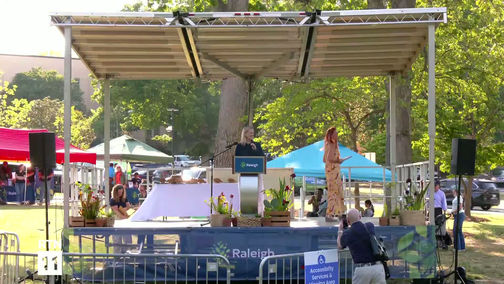 Mayor Janet Cowell highlights 24,000-tree goal and creek-restoration work in Raleigh