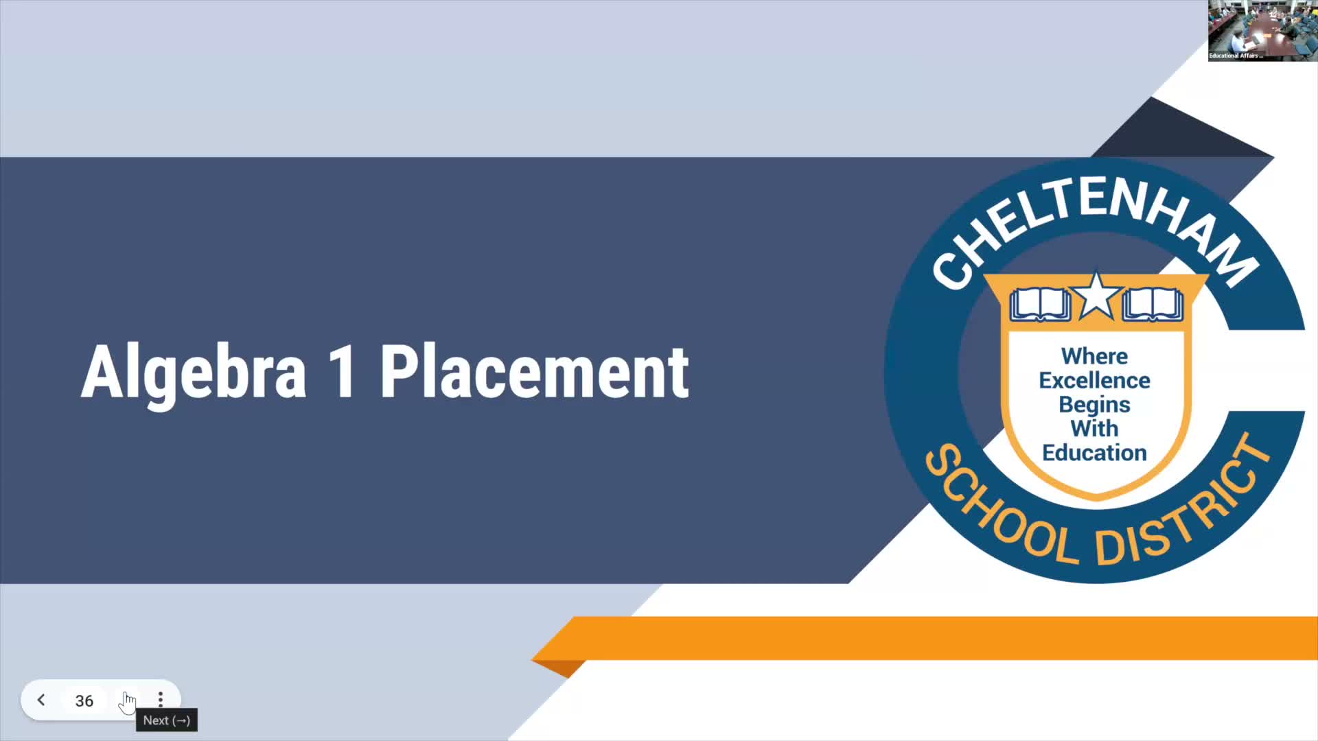 Cheltenham shifts algebra‑1 placement rules, to use Reveal readiness test and recent PSSA data