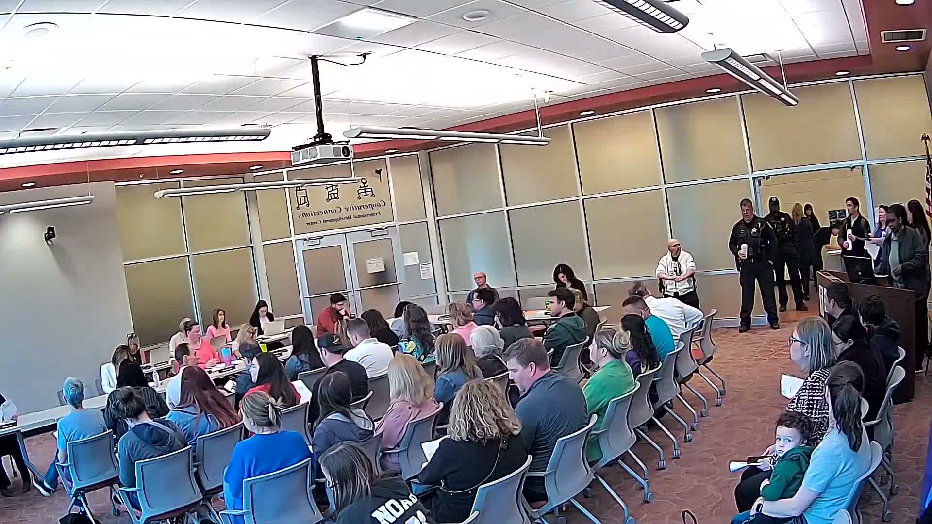 Residents press board for answers on president’s removal and custodial staffing changes