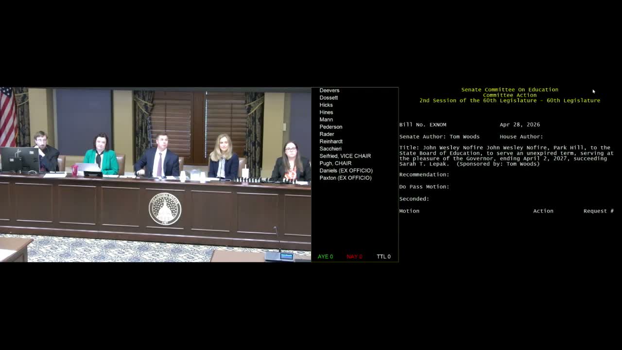 Senator questions State Board nominee on social studies standards; nominee says board made post‑comment changes