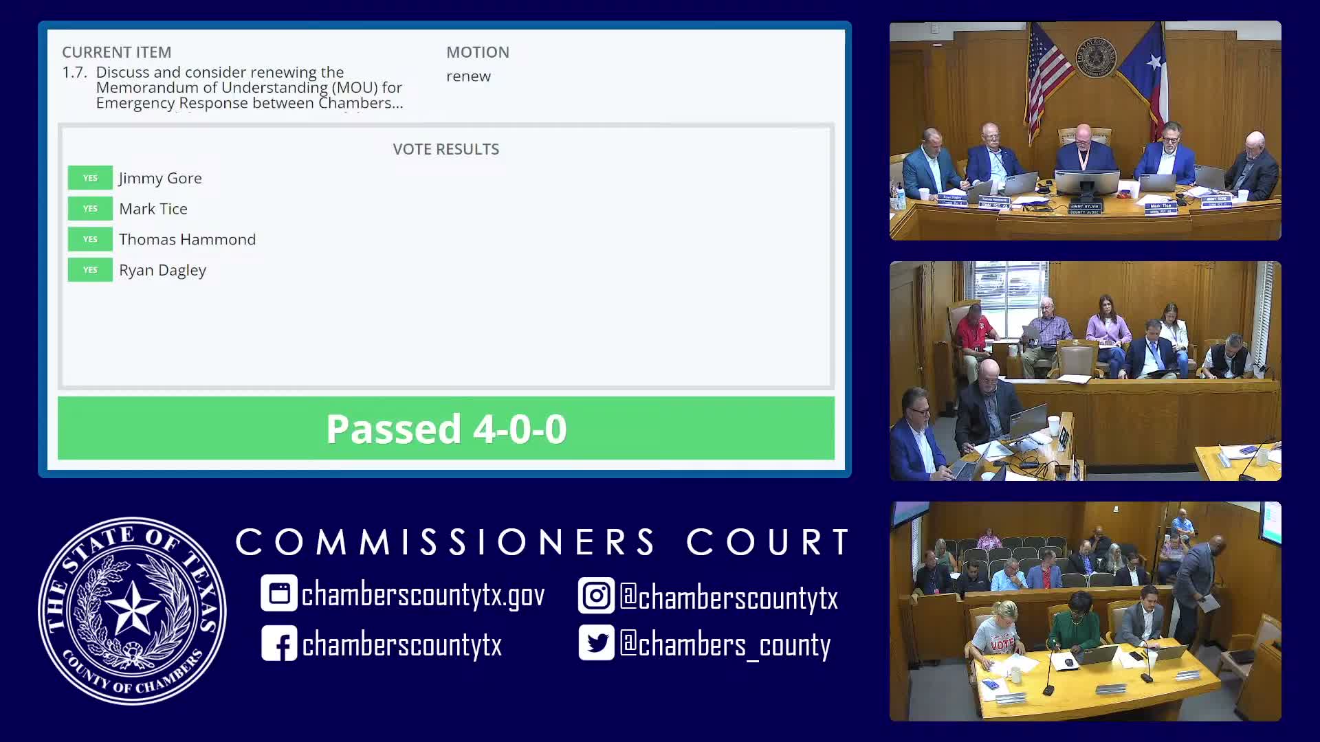 Commissioners award roughly $8M‑$10M in contracts for Chambers Parkway phases and inspection work