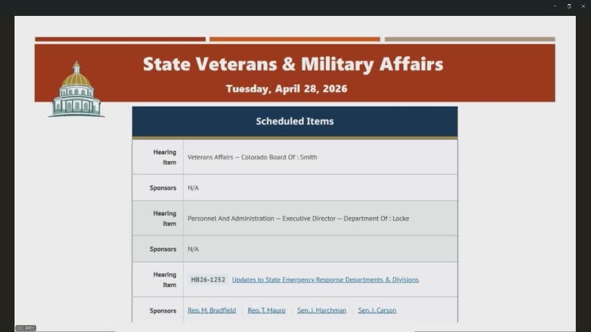 Committee forwards Sheldon Smith to full Senate for Colorado Board of Veterans Affairs