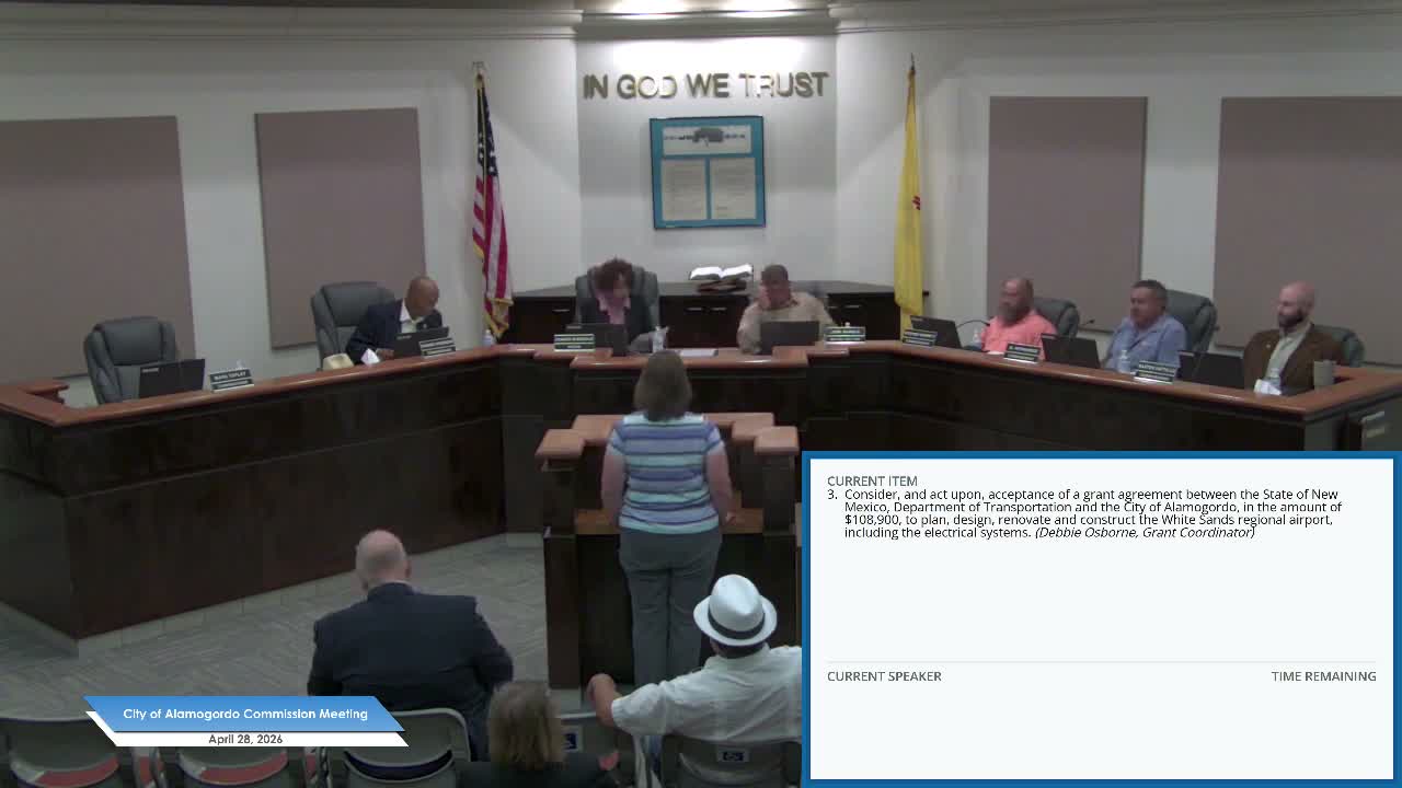 Commission approves $108,900 DOT grant to upgrade White Sands Regional Airport electrical vault