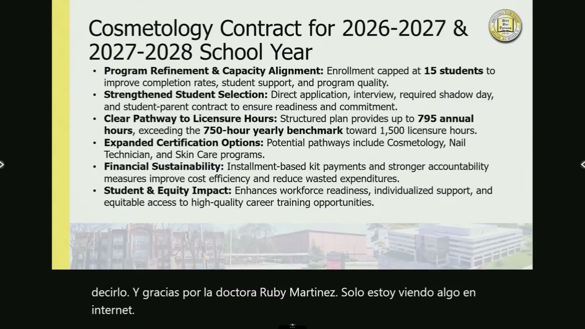 District reports multiple bids for cosmetology/barber CTE pathways; vendor recommendation planned for May 12
