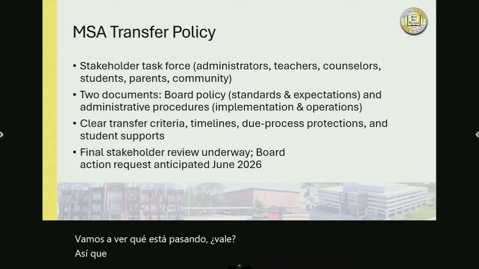 Board reviews draft MSA transfer policy after stakeholders raise fairness concerns