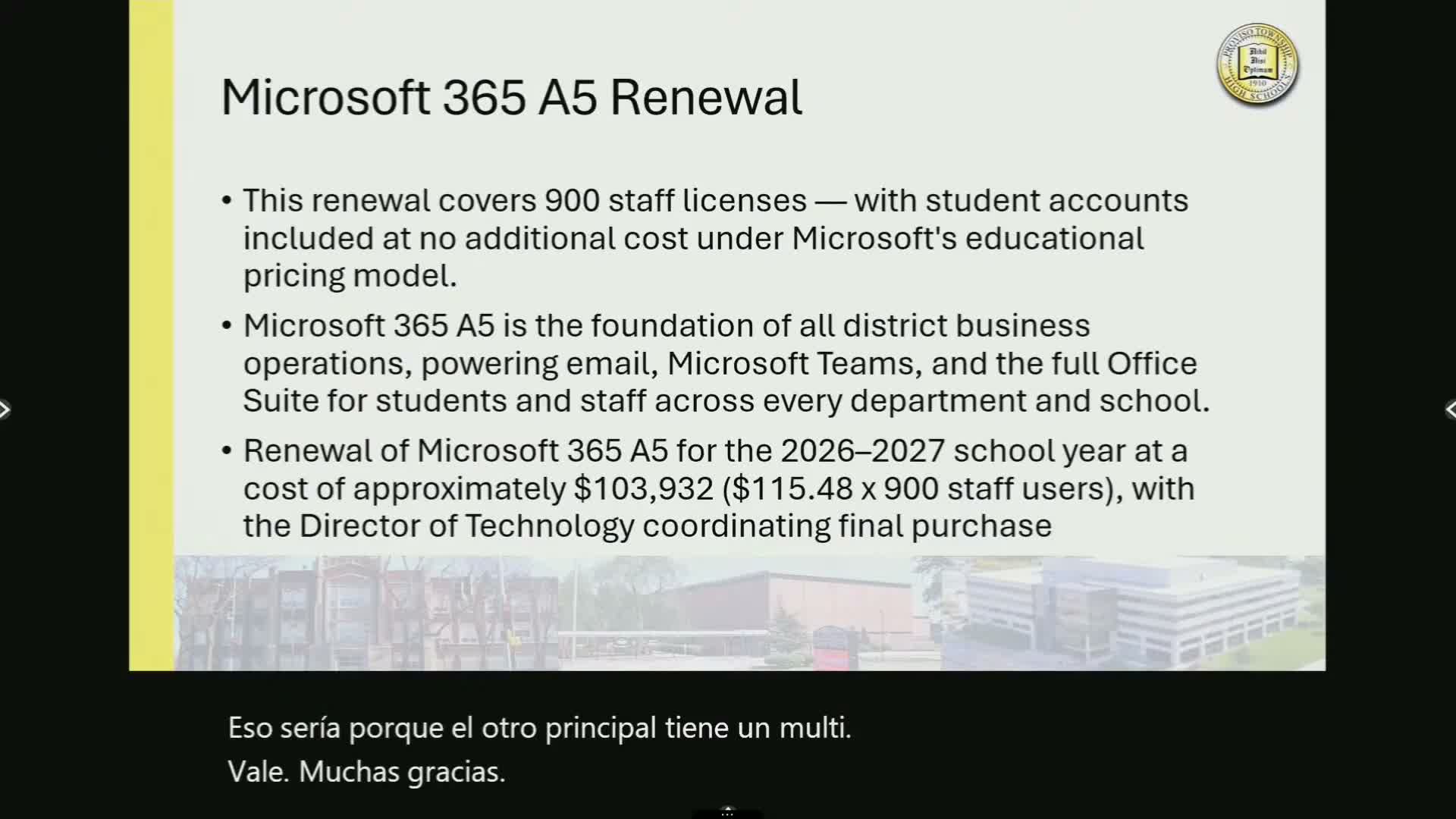 Board hears technology renewals and district says monitoring alerts prevented serious incidents