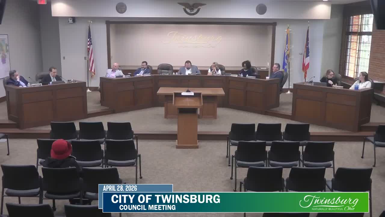 Twinsburg council adopts amphitheater contract and approves gym permit; several procedural motions pass unanimously