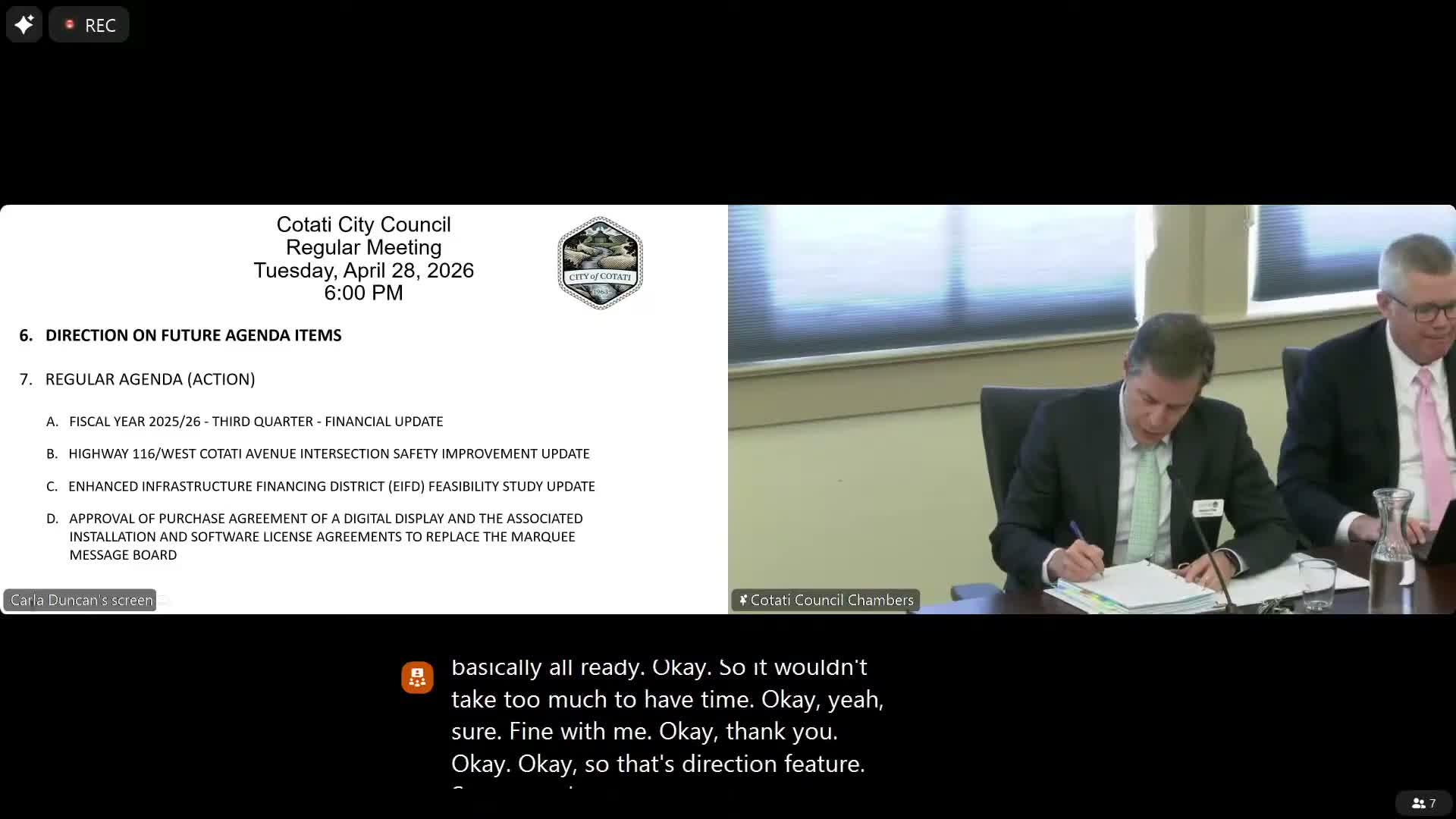 Cotati reviews third-quarter finances; staff flags reserve and revenue timing concerns