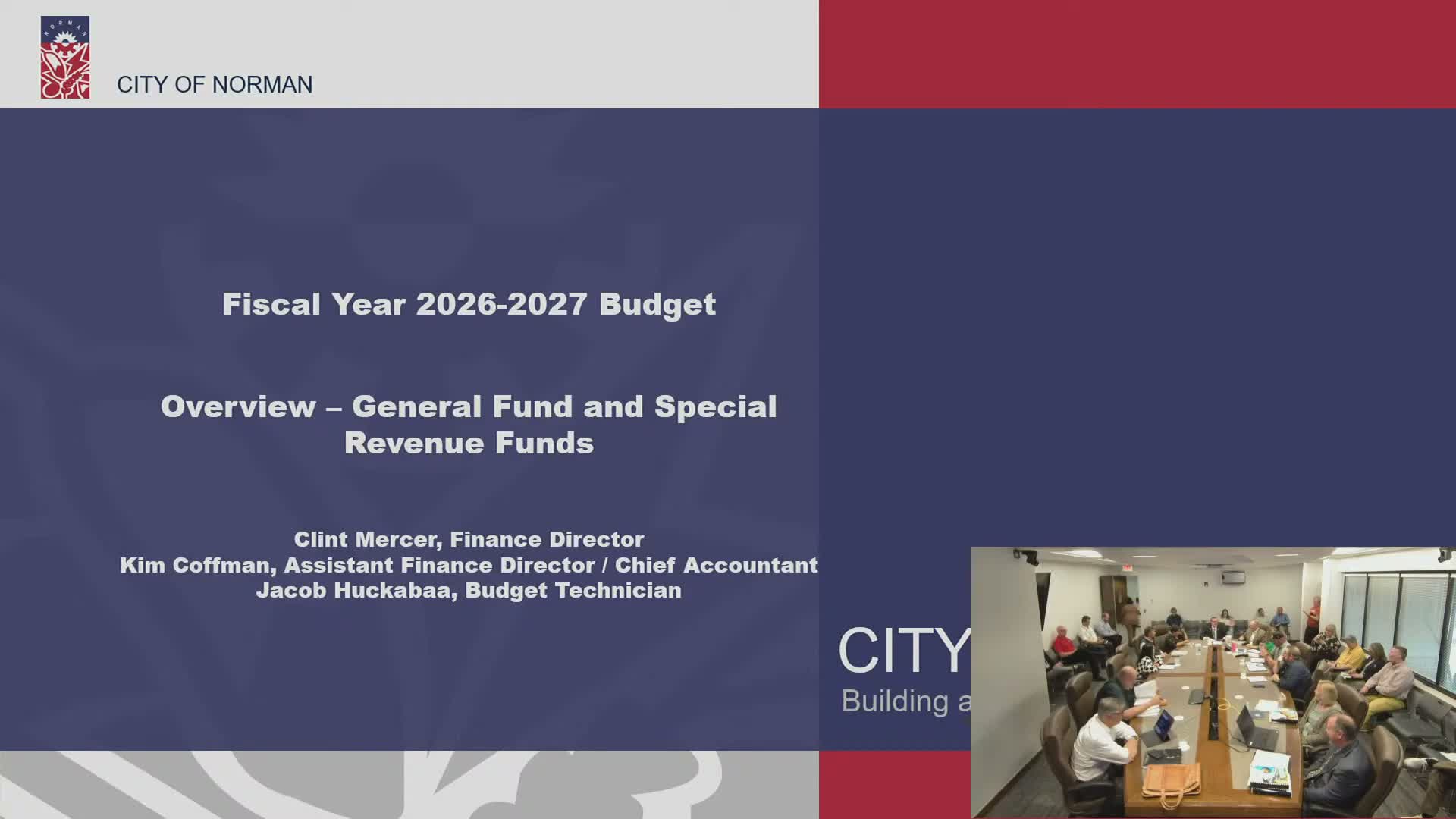 Norman staff present proposed FY2027 $302 million budget; council flags insurance subsidy and public-safety staffing shortfall