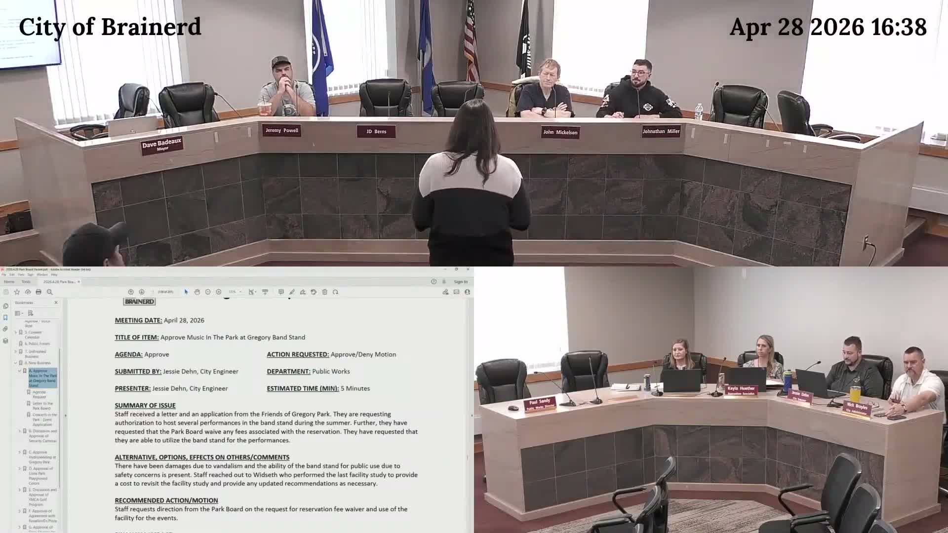 Brainerd City Park Board approves phased skate-park application, bench program, camera upgrades and concert fee waiver