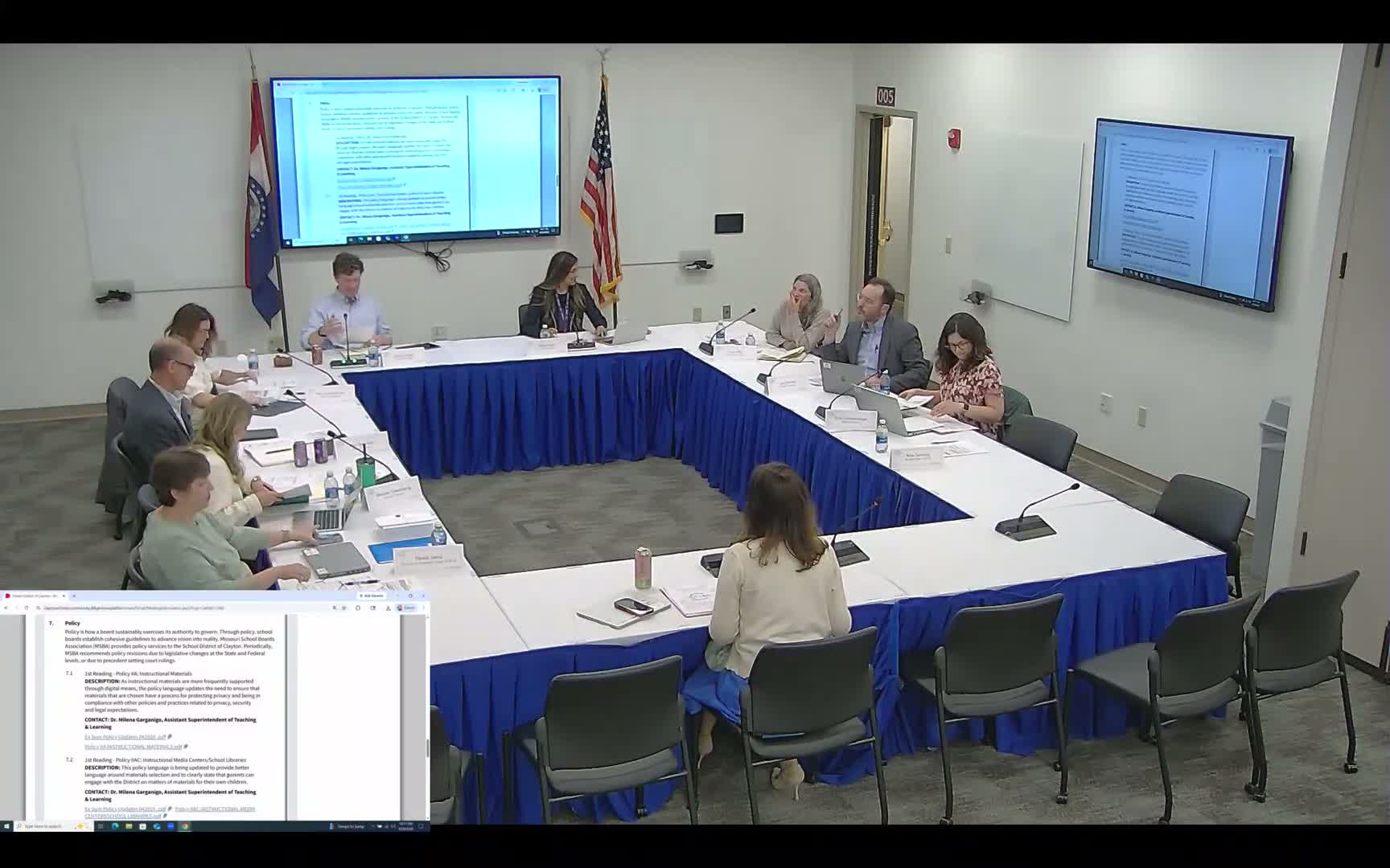 Board reviews first reading of instructional‑materials policies to tighten digital privacy and parent engagement