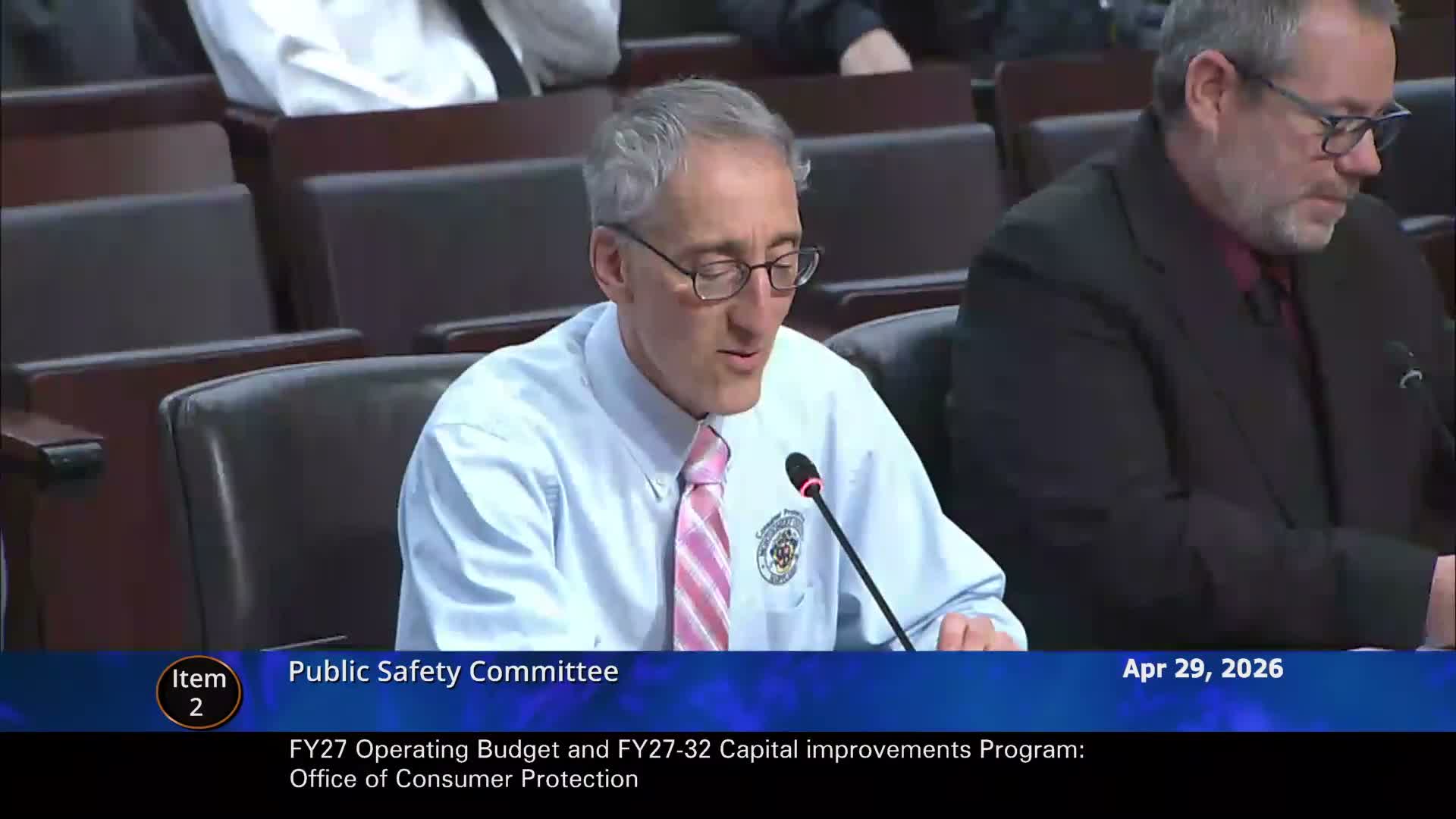 Committee approves Office of Consumer Protection FY27 'same services' budget 3–0