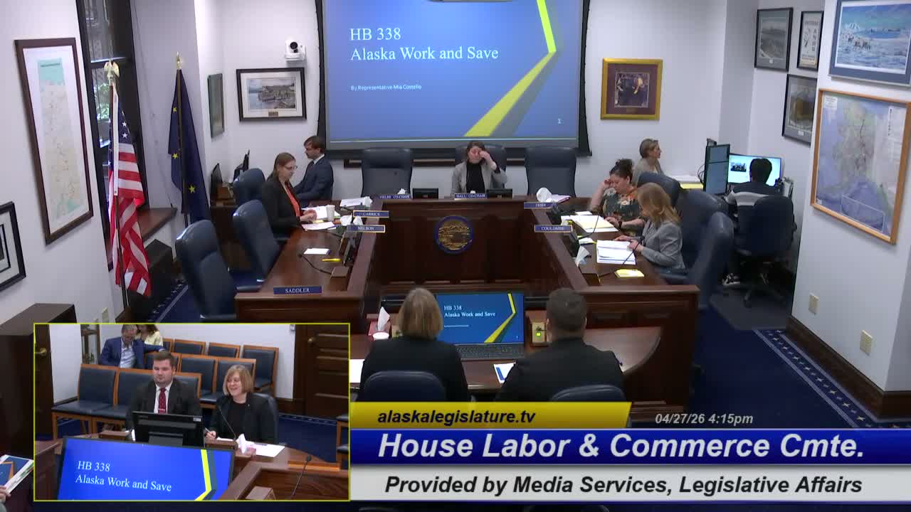Committee hears HB 338 to create 'Alaska Work and Save' auto‑IRA; AARP and Colorado officials back the model