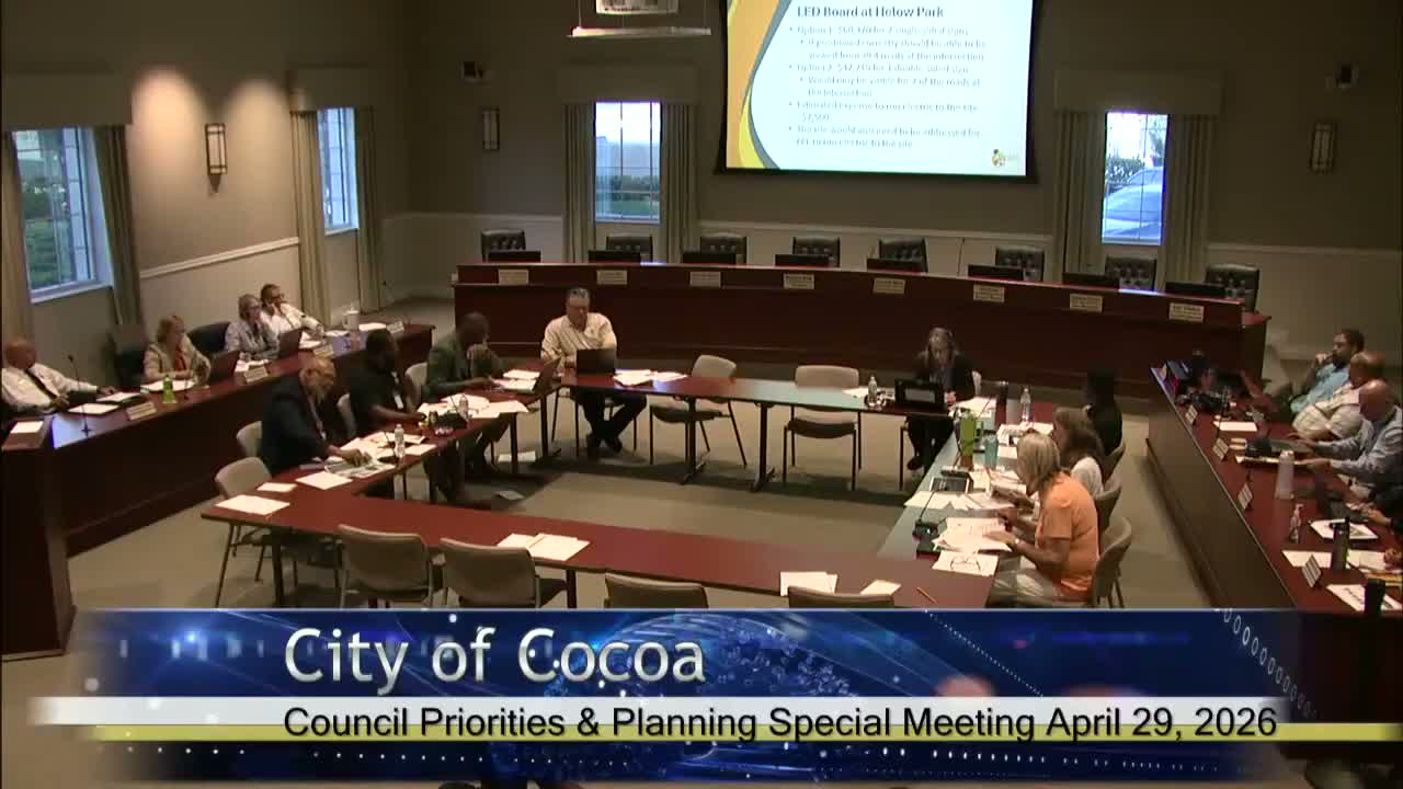 Cocoa council directs staff to pursue LED sign option at Hilo Park, with budget changes