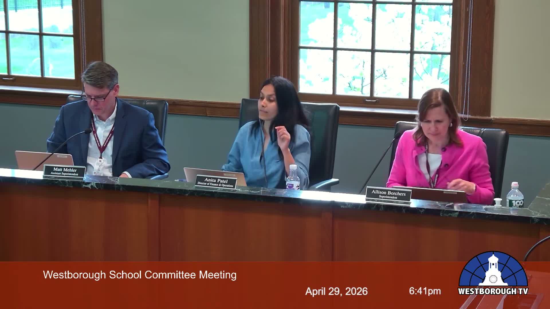 Westborough committee reports possible $100,000 surplus, accepts $2,500 donation, ratifies labor contracts and creates facilities subcommittee