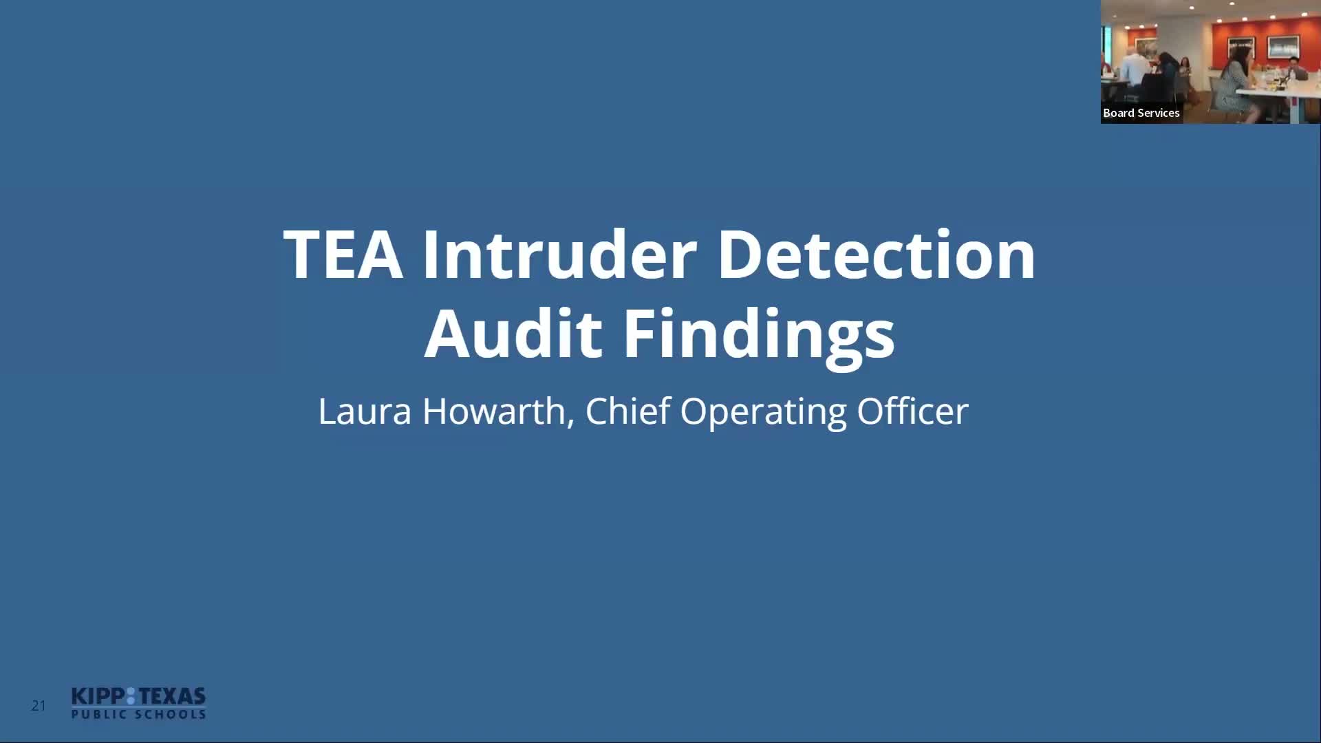 KIPP Texas to review TEA intruder‑detection audit findings in executive session