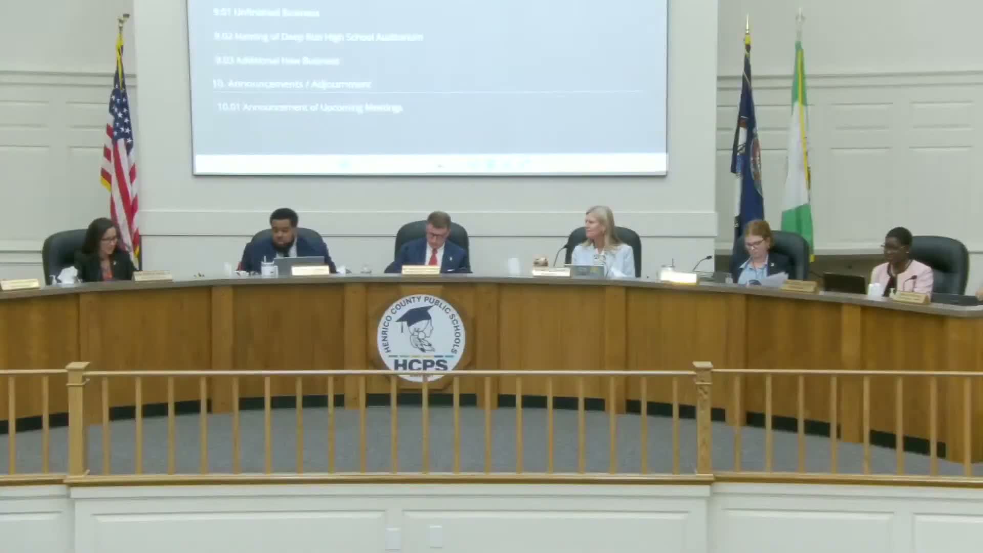 Henrico school board approves consent agenda items 8.01–8.08
