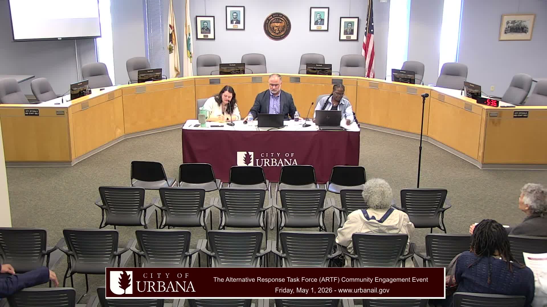 Urbana community meeting reviews LEAP plan for unarmed community responders; residents and council press for funding, coordination and equity safeguards