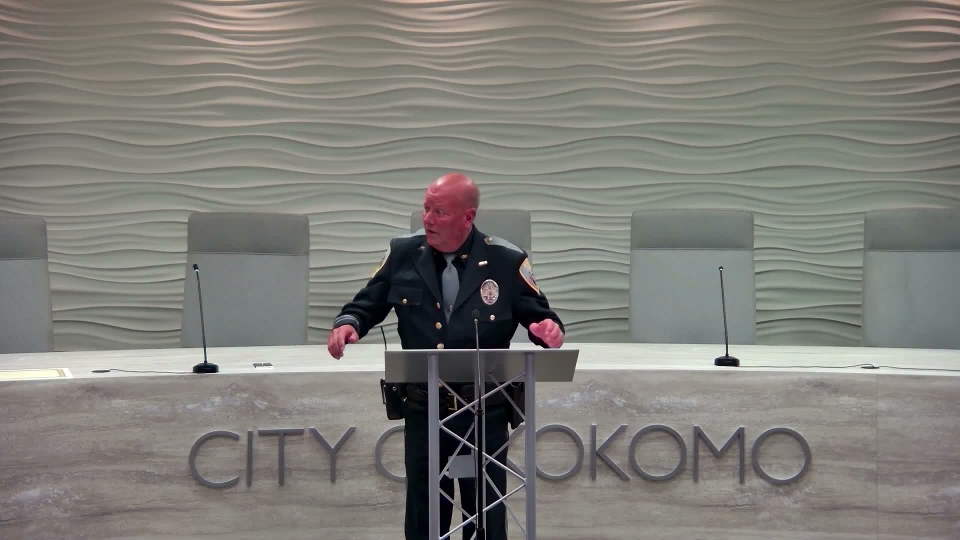 Mayor Tyler Moore administers oath to three new Kokomo police officers