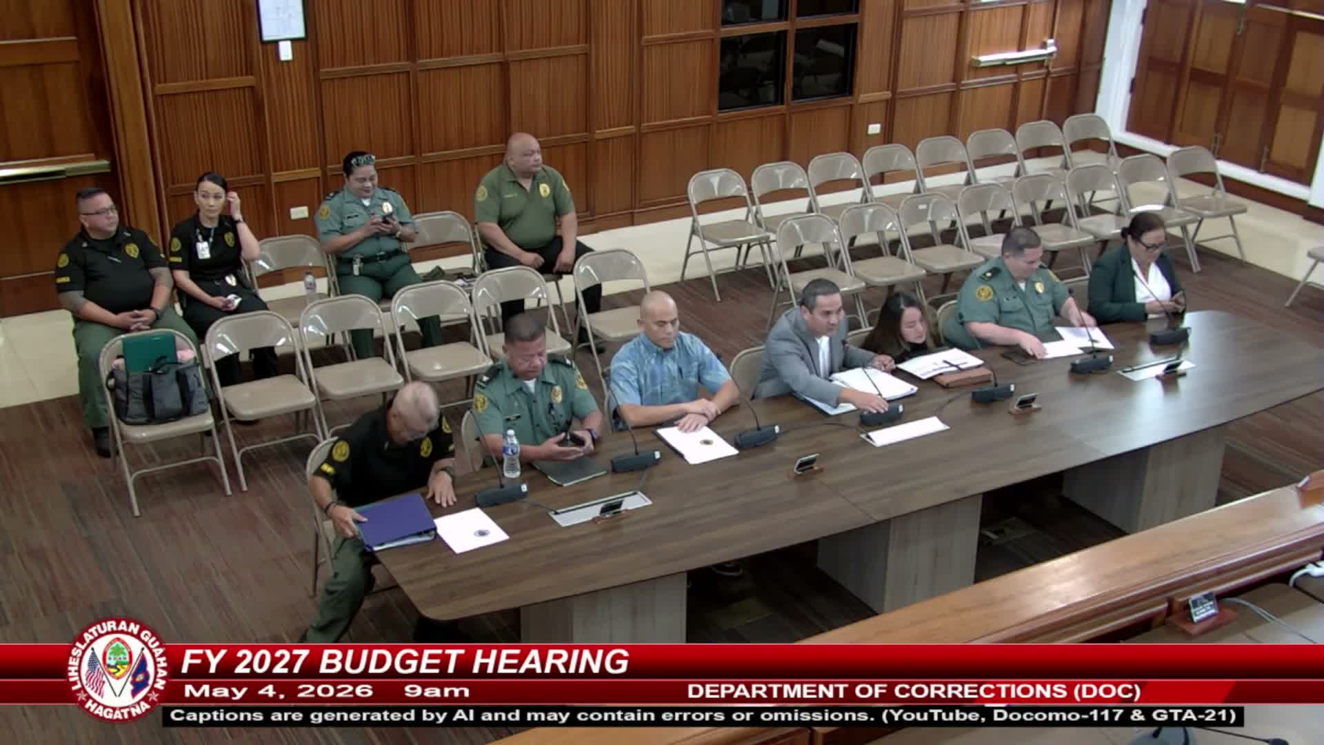 Guam legislators press Department of Corrections on staffing, overcrowding and rising medical costs in FY2027 budget hearing
