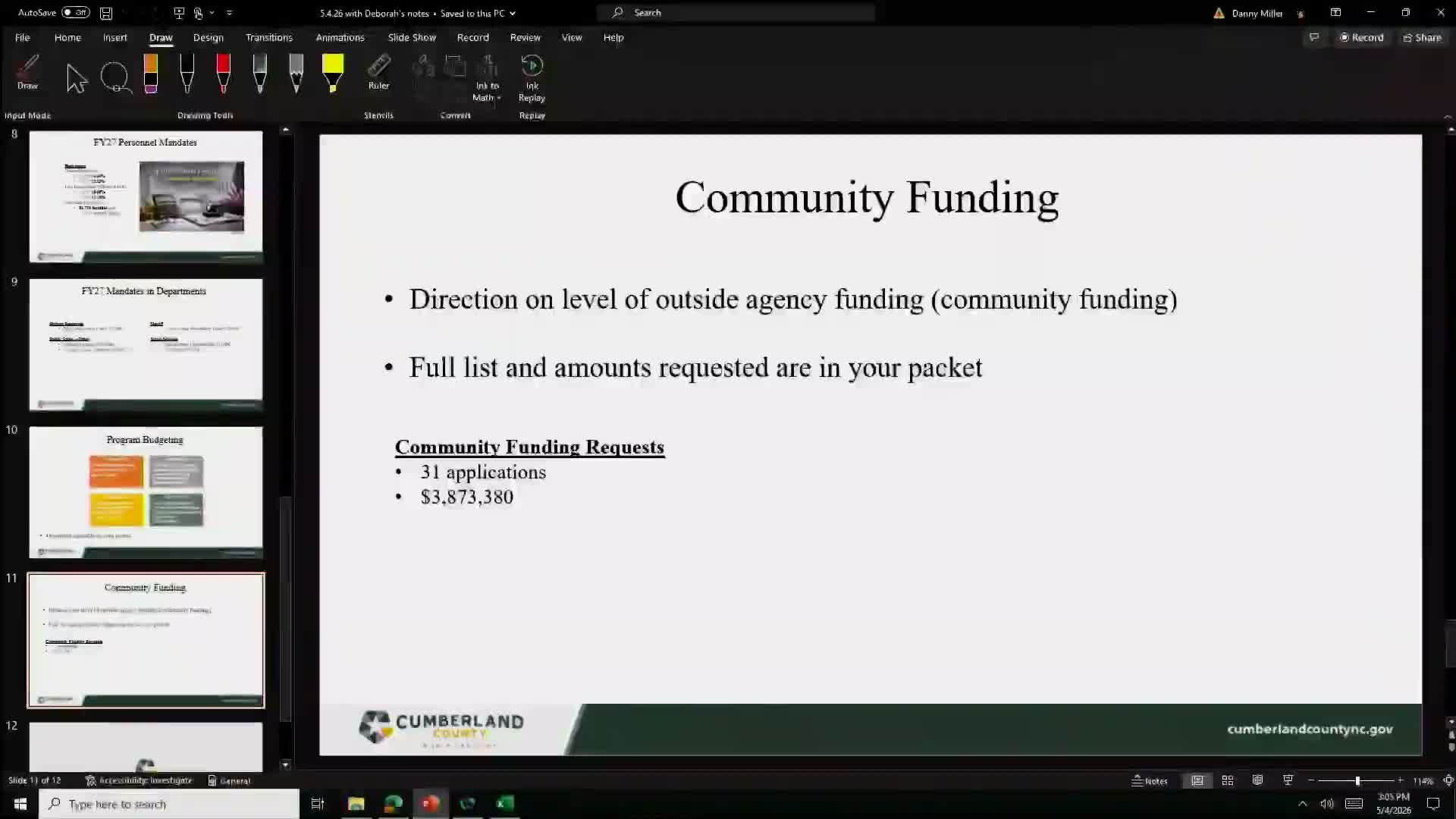 After debate, Cumberland County commissioners set $1.4 million placeholder for community funding