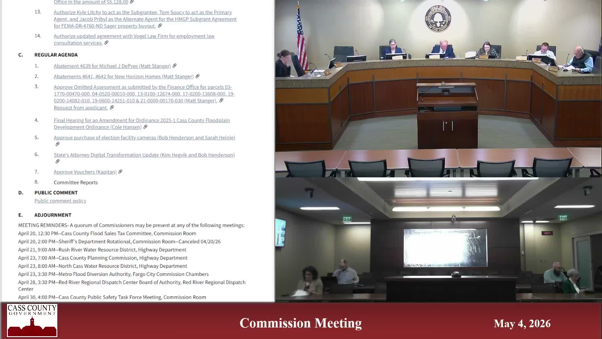 Cass County approves three‑year Palo Alto firewall subscription, adds budget adjustment