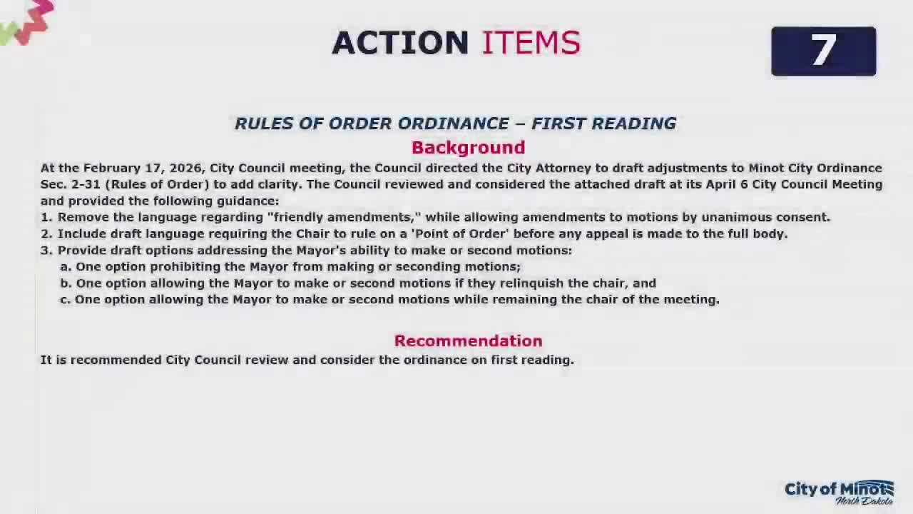 Council approves first reading of new rules-of-order ordinance after extended debate on amendments and reconsideration