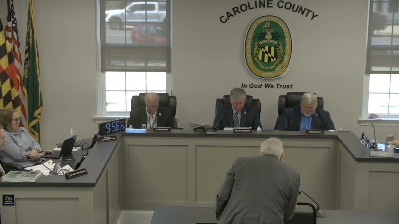 Commissioners open and close Federalsburg sewer‑map hearing; planning staff says change will let renovated house connect to town sewer
