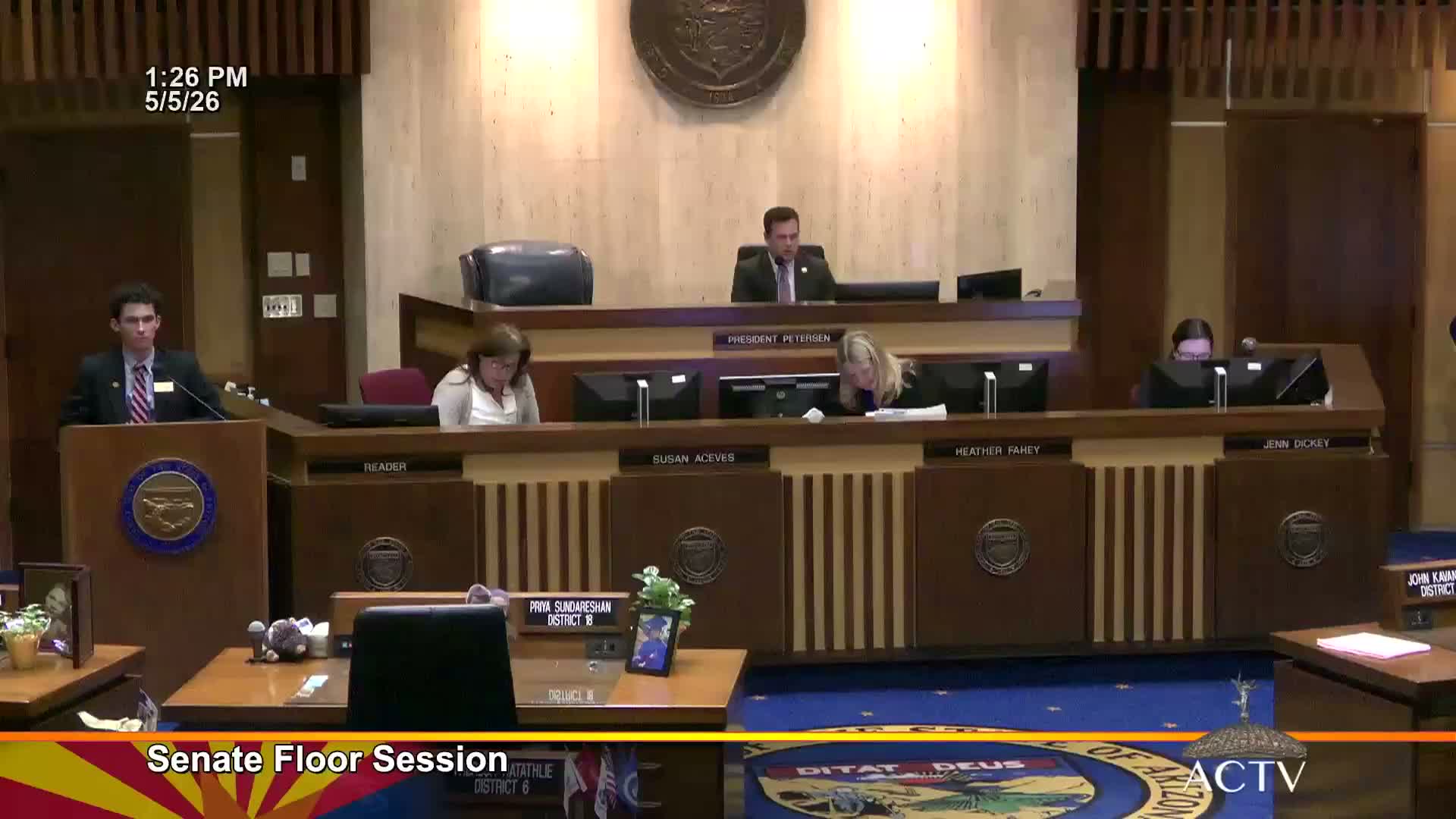 Arizona Senate approves adjournment request and appoints Senator Cavanaugh as temporary president pro tempore
