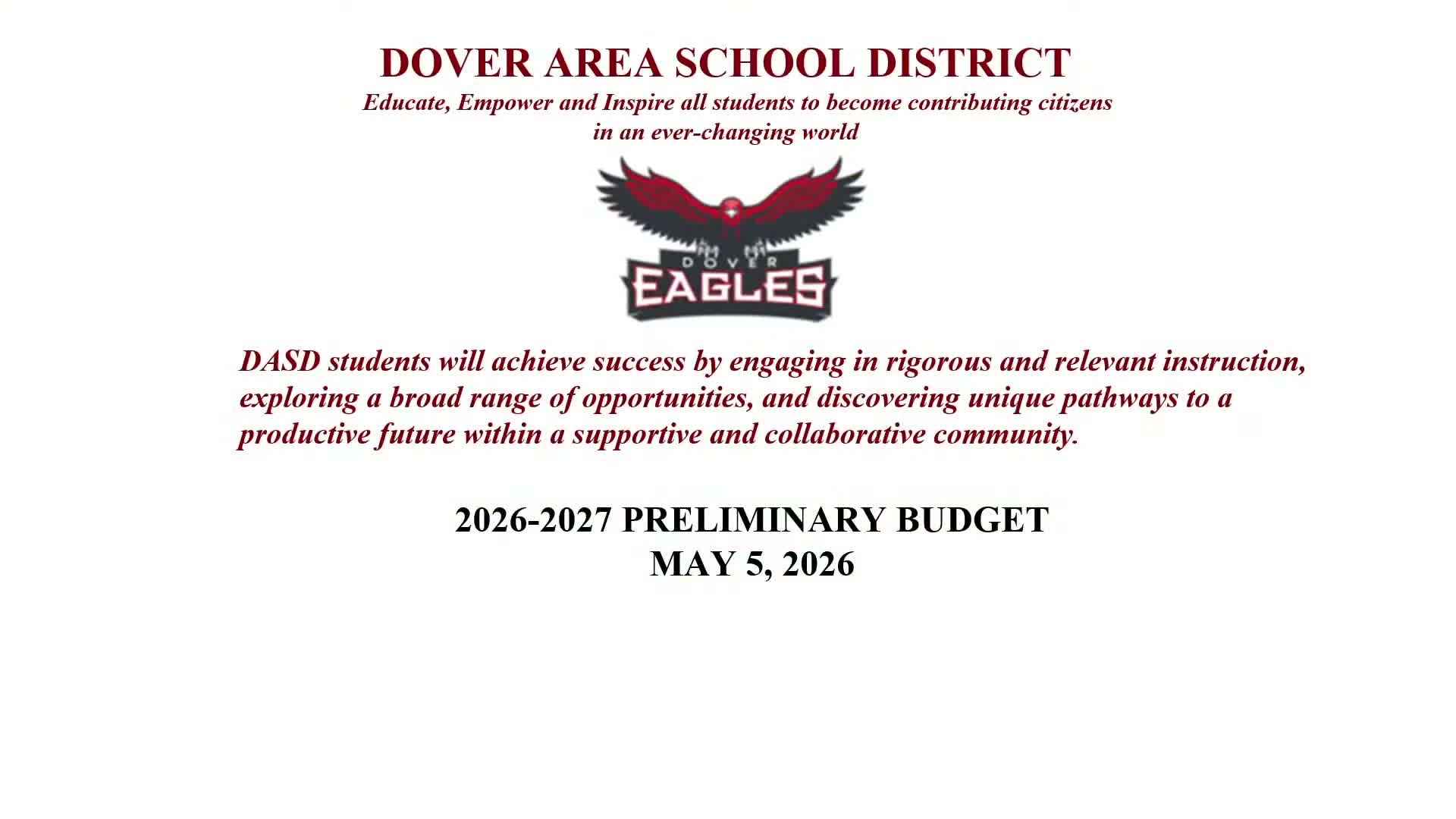 Dover Area SD CFO shows multiyear deficits; board to place 0%, 2% and 3.5% options on next week's agenda