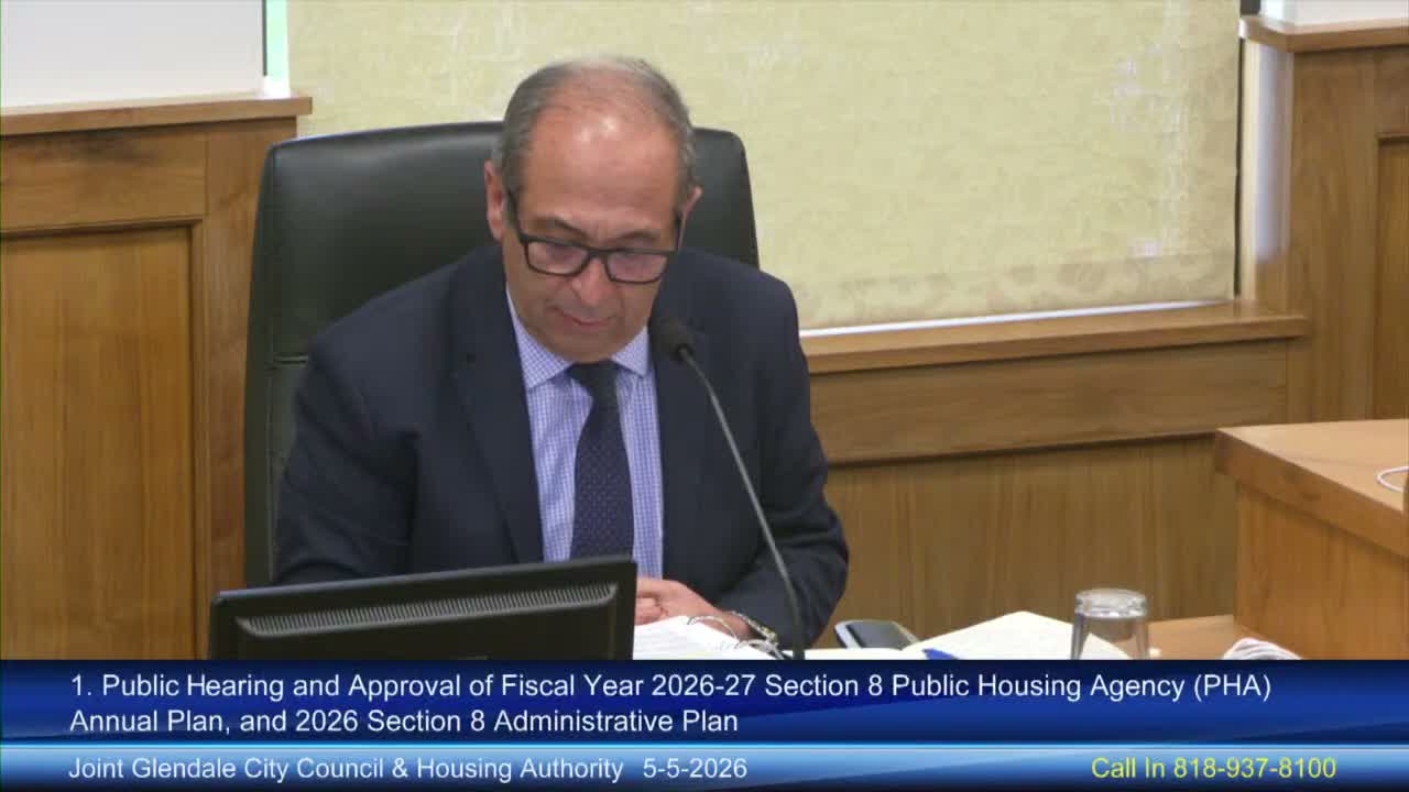 Glendale housing authority adopts FY2026–27 Section 8 annual plan as leaders warn of shortfall and pledge follow-up