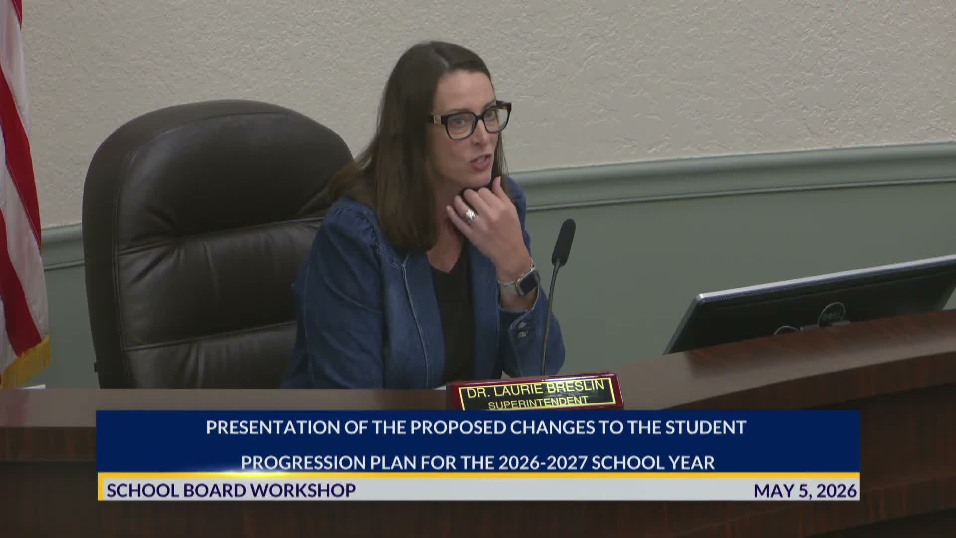 District staff lay out proposed Student Progression Plan updates, including age-placement table and summer-bridge codification
