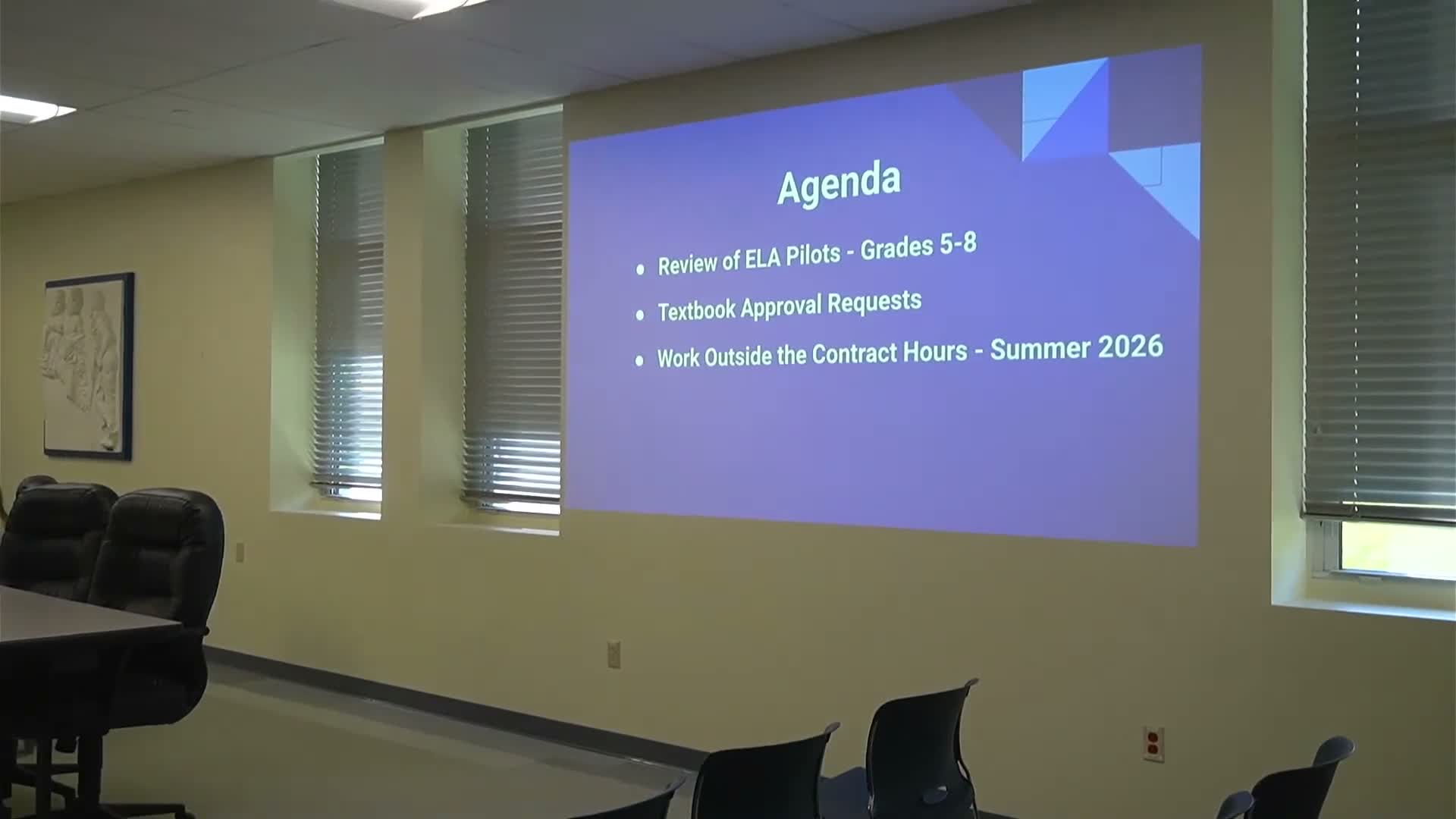 Board hears ELA pilot results and a proposed Introduction to Philosophy course; administration recommends fifth-grade Amplify CKLA purchase