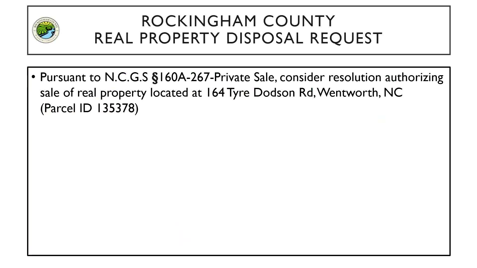 Commissioners approve resolution to sell vacant Wentworth property by private sale