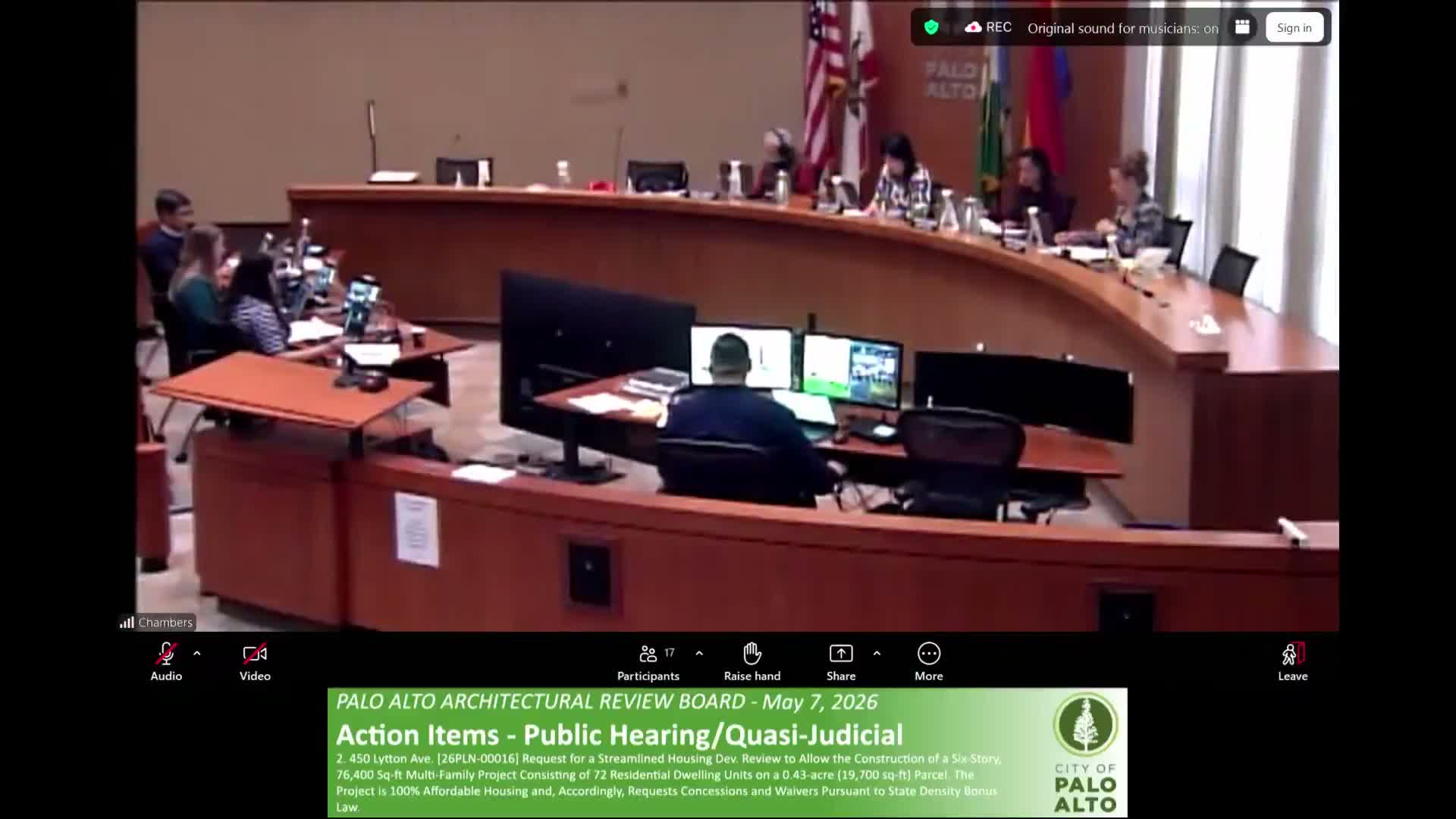 Palo Alto ARB hears study session for 72‑unit 100% affordable project at 450 Lytton