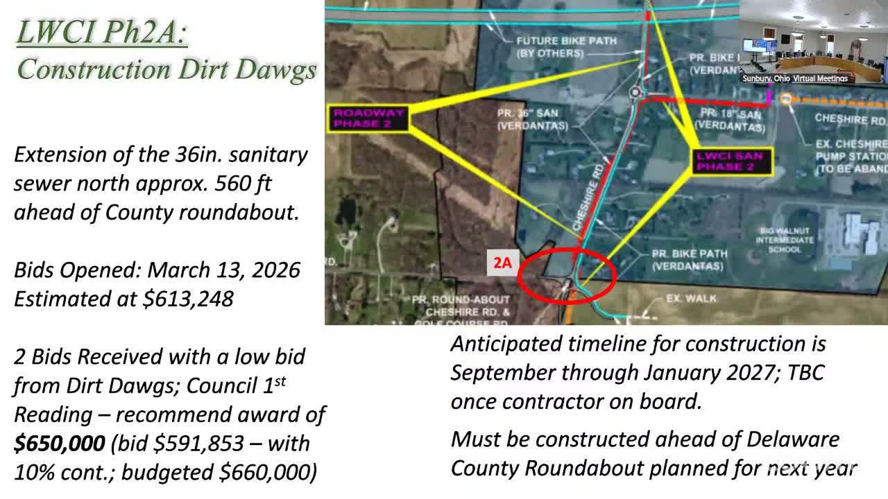 City staff recommends $650,000 award to Dirt Dog Excavation for Little Walnut Creek sewer work