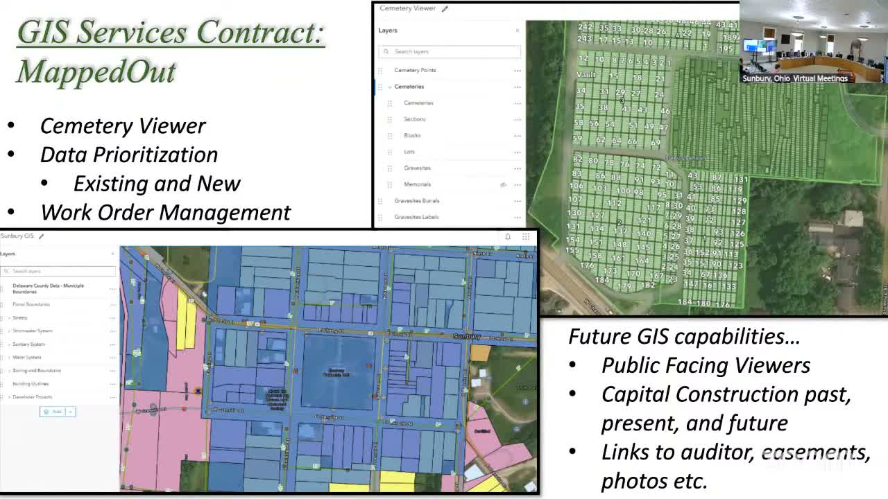 Sunbury staff previews GIS refresh, cemetery viewer and outreach schedules for sewer and street projects