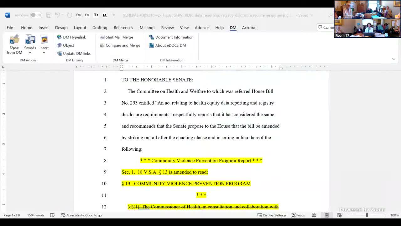 Health Department seeks to repeal several annual reports and add one‑time recovery services financial review