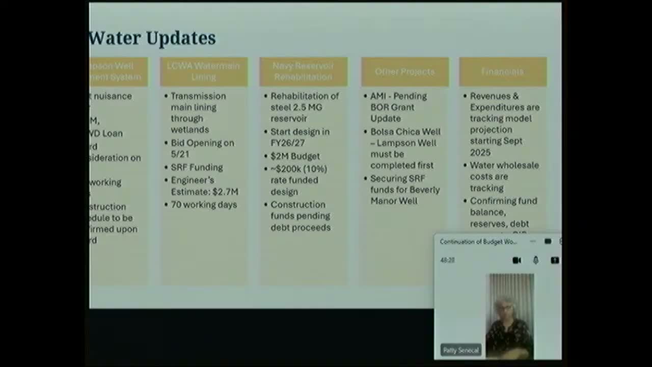 Council hears water and sewer CIP update; staff signals $25M debt packaging in 2026–27